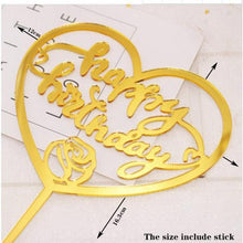 Load image into Gallery viewer, Happy Birthday Cake Topper Gold Cake Topper Acrylic Cake Topper Happy Birthday Cake Topper Cake Decoration Acrylic Letter Cake Toppers Party Supplies Happy Birthday Black Cake Decorations