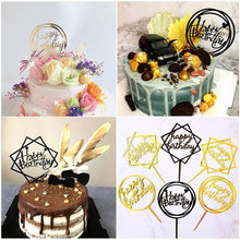 Load image into Gallery viewer, Happy Birthday Cake Topper Gold Cake Topper Acrylic Cake Topper Happy Birthday Cake Topper Cake Decoration Acrylic Letter Cake Toppers Party Supplies Happy Birthday Black Cake Decorations