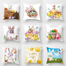 Load image into Gallery viewer, Happy Easter Pillowcase Easter Decorations For Home Party Rabbit Eggs Spring Easter Decor Linen Throw Pillow Cover Case Farmhouse Eggs Tree Rabbit Holiday Cushion Cover Polyester Pillow Cover