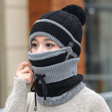 将图片加载到图库查看器,Hats Women Winter Knitted Velvet Thick Bib Mask Ear Protector Skellies Beanie Hat Riding Caps Female Warm Wool Cap Outdoor Sport Warm Beanies Hat For Men Knitted Hats Bandana Hiking Camping Kid Beanie Cap Mask Scarf Hat Set Neck Warmer Cap