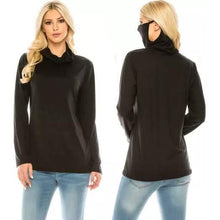 Load image into Gallery viewer, Haute Edition Cowl Neck Tee with Built-In Mask