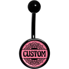 将图片加载到图库查看器,Custom Pink Mandala Personalized Name Black Belly Ring