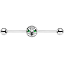 Load image into Gallery viewer, 14G Black White Owl Industrial Barbell 37mm
