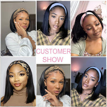 Load image into Gallery viewer, Headband Wigs Synthetic Straight Short Bob Synthetic Wig for Black Women Easy to Wear Wigs For Black Women Cosplay Wigs For Women Gifts for girlfriends