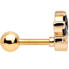 Load image into Gallery viewer, 1/4 Clear Black CZ Gem Gold Tone Anodized Cartilage Tragus Earring