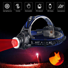 Load image into Gallery viewer, Headlamp Flashlight USB LED Head Rechargeable Light Waterproof Green/Red/UV 395nm Zoomable Headlamp Flashlight Light Outdoor Waterproof Headlight Led Head Lamp 3 Modes Torch For Camping Hiking Fishing