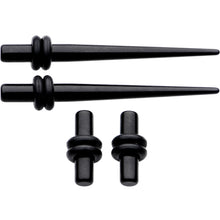 Load image into Gallery viewer, Black Acrylic Straight Plug and Tapers Set of 4