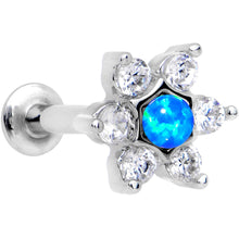 将图片加载到图库查看器,5/16 Blue Faux Opal Internally Threaded Star Flower Labret Monroe