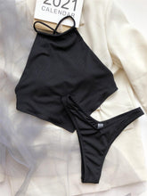 Load image into Gallery viewer, High Neck Swimwear Women Bikini Tied Top Swimsuit Female Brazilian Bikini Set Bathing Suit Swim Women's Bikini Set High Waist Scoop Collar Padded Swimsuit