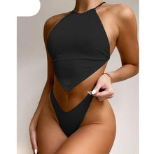 Load image into Gallery viewer, High Neck Swimwear Women Bikini Tied Top Swimsuit Female Brazilian Bikini Set Bathing Suit Swim Women's Bikini Set High Waist Scoop Collar Padded Swimsuit