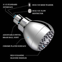 Load image into Gallery viewer, High Pressure Shower Head 3" Anti-clog Anti-leak Fixed with Adjustable Swivel Brass Ball Joint