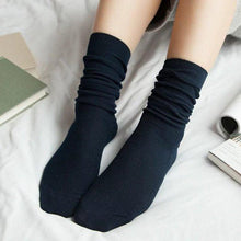 Load image into Gallery viewer, High School Girls High Socks Solid Colors Double Needles Knitting Cotton Long Socks for Women