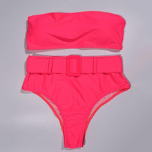 将图片加载到图库查看器,High Waist Bikini Black Swimwear Women Swimsuit High Leg Bikinis Set Women High Waist Bandeau Bikini Set Strapless 2 Piece Bathing Suit Swimsuits Tie Wrap Swimsuits Swimming for Bathing Suit Woman Swimsuits