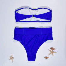 将图片加载到图库查看器,High Waist Bikini Black Swimwear Women Swimsuit High Leg Bikinis Set Women High Waist Bandeau Bikini Set Strapless 2 Piece Bathing Suit Swimsuits Tie Wrap Swimsuits Swimming for Bathing Suit Woman Swimsuits