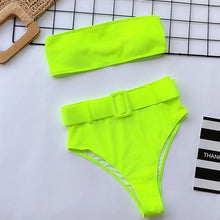 将图片加载到图库查看器,High Waist Bikini Black Swimwear Women Swimsuit High Leg Bikinis Set Women High Waist Bandeau Bikini Set Strapless 2 Piece Bathing Suit Swimsuits Tie Wrap Swimsuits Swimming for Bathing Suit Woman Swimsuits