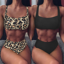 将图片加载到图库查看器,High Waist Bikini Leopard Bikini Women Push Up Swimsuit Women's Leopard Print Swimsuits High Waist Bikini Set 2 Piece Bathing Suits Women Printed Swimwear Tie Dye Summer Swim Beachwear
