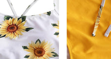 Load image into Gallery viewer, High Waist Bikini Sunflower Swimsuit Women Bikini Floral Swimsuit Floral Crop Tie Knot Front High Waist Bikini Set Two Piece Swimsuit For Women Summer High Waisted Bathing Suit