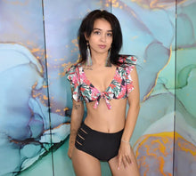 将图片加载到图库查看器,High Waist Bikini Ruffle Swimwear Women Print Swimsuit Push Up Bikinis Plus Size Bathing Suits Floral Beach Wear Bikini Swimsuits for Teen Girls