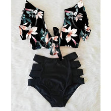 将图片加载到图库查看器,High Waist Bikini Ruffle Swimwear Women Print Swimsuit Push Up Bikinis Plus Size Bathing Suits Floral Beach Wear Bikini Swimsuits for Teen Girls