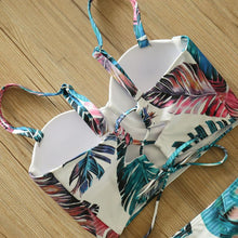 Load image into Gallery viewer, High Waist Bikini Set Push Up Bandage Bikini Swimwear Women Two Pieces Swimsuit Strappy Women High Waist Bikini Set Athletic Two Piece Swimsuit Sporty Scoop Neck Bathing Suit For Teen Girls With Shorts