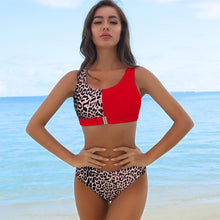 将图片加载到图库查看器,High Waist Bikinis Bikini Set Push Up Swimsuit Female Plus Size Swimwear Women Bikini Leopard Bathing Suit Women High Waist String Floral Printed 2 Piece Summer Bathing Suits For Women