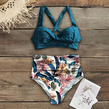 Load image into Gallery viewer, High Waist Bikinis New Halter Swimwear Women Swimsuit Female Bikini Set Print Bathing Suit Summer Two Piece Bikini Swimsuit for Women High Waist Halter Wrap Bathing Suits with Bikini Bottom
