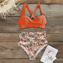 Load image into Gallery viewer, High Waist Bikinis New Halter Swimwear Women Swimsuit Female Bikini Set Print Bathing Suit Summer Two Piece Bikini Swimsuit for Women High Waist Halter Wrap Bathing Suits with Bikini Bottom