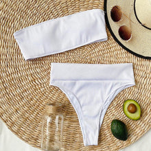 Load image into Gallery viewer, High Waist Bikinis Swimsuits Swimwear Women Black Strapless High Cut Bathing Suit Women Beachwear Women's Scoop Neck Cut Out Front Lace Up Back High Cut One Piece Swimsuit