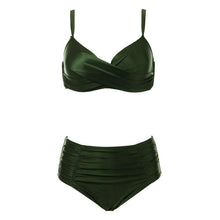 Load image into Gallery viewer, High Waist Bikinis Women Swimwear Summer Solid Color High-Grade Fabric Bikini Set Women's High Waist Swimsuit 2 Piece Bathing Suits Bikini Plus Size Swimwear Bathing Suit