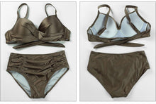 Load image into Gallery viewer, High Waist Bikinis Women Swimwear Summer Solid Color High-Grade Fabric Bikini Set Women's High Waist Swimsuit 2 Piece Bathing Suits Bikini Plus Size Swimwear Bathing Suit