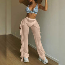 Load image into Gallery viewer, High Waist Sheer Mesh Ruffles Cover Up Pants