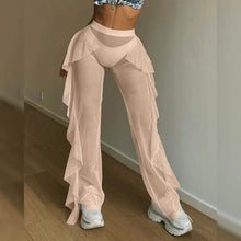 Load image into Gallery viewer, High Waist Sheer Mesh Ruffles Cover Up Pants