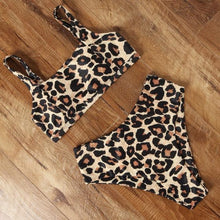 将图片加载到图库查看器,High Waist Swimsuit Bikini Push Up Swimwear Women Bathing Suit Female Bikini Set Leopard Swim Suit Beachwear Women's High Waist Swimsuit 2 Piece Bathing Suits Bikini