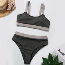Load image into Gallery viewer, High Waist Swimwear Bikini Women's Swimsuits Women's Halter Self Tie High Waist Two Piece Bikini Set Swimsuits Push Up Bikini Shiny Splicing Bikinis High Cut Bathing Suits