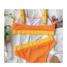 Load image into Gallery viewer, High Waist Swimwear Bikini Women's Swimsuits Women's Halter Self Tie High Waist Two Piece Bikini Set Swimsuits Push Up Bikini Shiny Splicing Bikinis High Cut Bathing Suits