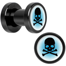 Load image into Gallery viewer, Blue Black Skull Black Anodized Screw Fit Plug Set 4G