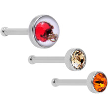 Load image into Gallery viewer, 20G Licensed NFL Cleveland Browns Logo Nose Bone 3 Pack Set