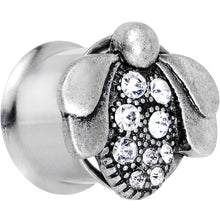 Load image into Gallery viewer, 9/16 Clear Gem Steel Allow Me Ladybug Double Flare Tunnel Plug Set