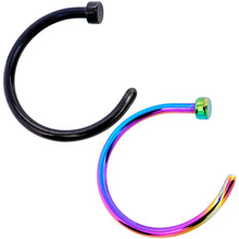Load image into Gallery viewer, 18G 3/8 Pack Set of 5 Assorted Stainless Steel Nose Hoop Rings