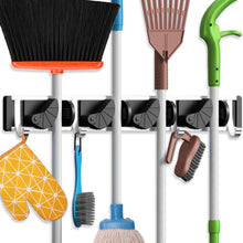 Load image into Gallery viewer, Holikme Mop Broom Holder Wall Mount Metal Pantry Organization