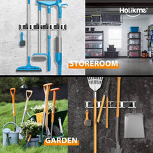 Load image into Gallery viewer, Holikme Mop Broom Holder Wall Mount Metal Pantry Organization