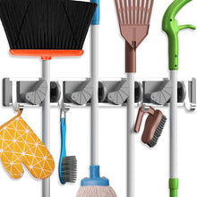 Load image into Gallery viewer, Holikme Mop Broom Holder Wall Mount Metal Pantry Organization