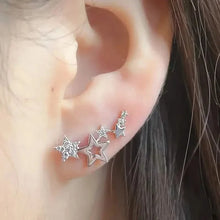 Load image into Gallery viewer, Hollow Star Earrings Zinc Alloy with Rhinestone Accents