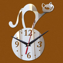 将图片加载到图库查看器,Home Decoration Wall Mirror 3D Hanging Clock Wall Murals Decal Sticker Acrylic Wallpaper for Unisex Teen Children Kid Boy Girl Classroom Gym Room Cartoon Cats Design Sticker Watch