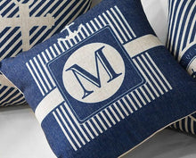 将图片加载到图库查看器,Home Decorative Pillows Mediterranean Pillow Cover Blue Anchor Navigation Compass Sailboat Pillowcase Decorative Cushion Cover For Home Cover Sea Blue Compass Marine Ship Linen Pillow Case Cushion Cover 45x45CM