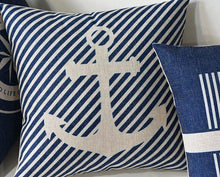 将图片加载到图库查看器,Home Decorative Pillows Mediterranean Pillow Cover Blue Anchor Navigation Compass Sailboat Pillowcase Decorative Cushion Cover For Home Cover Sea Blue Compass Marine Ship Linen Pillow Case Cushion Cover 45x45CM