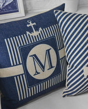 将图片加载到图库查看器,Home Decorative Pillows Mediterranean Pillow Cover Blue Anchor Navigation Compass Sailboat Pillowcase Decorative Cushion Cover For Home Cover Sea Blue Compass Marine Ship Linen Pillow Case Cushion Cover 45x45CM