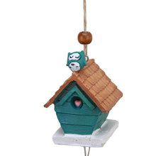 Load image into Gallery viewer, Home Garden Ornaments Bird House cage House Bamboo Outdoor Wooden Wind Chimes Painted Design With Birdhouse Crown Home Ornament Wind Chimes