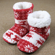 Load image into Gallery viewer, Home Slippers Women Winter Floor Shoes Christmas Elk Indoor Socks Shoes Warm Fur Slides Plush Slippers Socks For Women Fuzzy Womens Slipper Booties