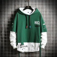 Load image into Gallery viewer, Hooded Sweatshirts Mens Letter Print Hoodies Streetwear Hip Hop Pullover Hoodie Men's Hooded Sweatshirt Men's Contrast Color Patchwork Hooded Sweatshirt Long Sleeve Pocket Jacket